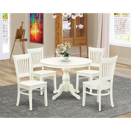 East West Furniture 5 Piece Hartland Kitchen Table Set - Linen White HBVA5-LWH-W